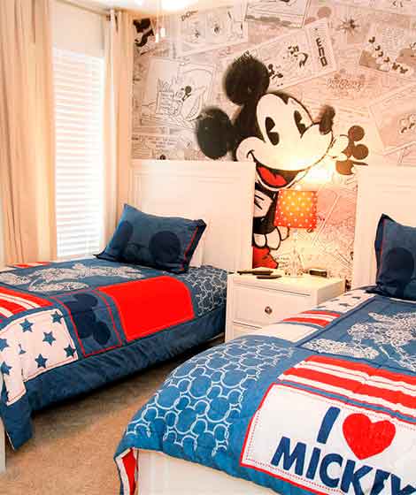 orlando villa rental bedroom mickey mouse theme